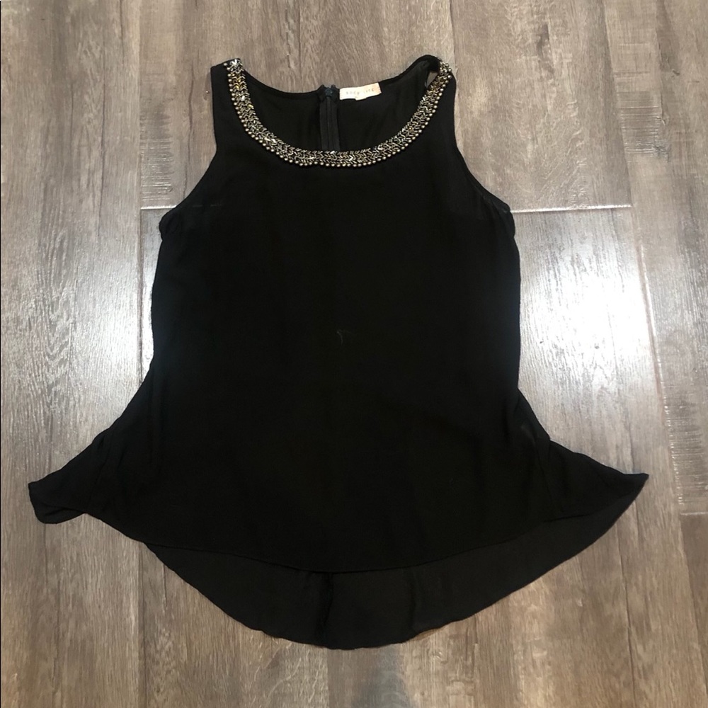 Silver detail black chording top